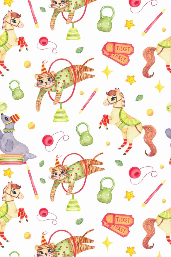 Pattern repeat of Boho circus removable wallpaper design