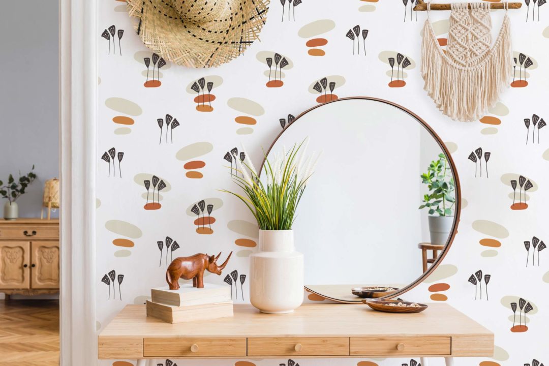 Neutral boho self adhesive wallpaper