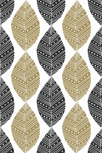 Pattern repeat of Boho leaf removable wallpaper design