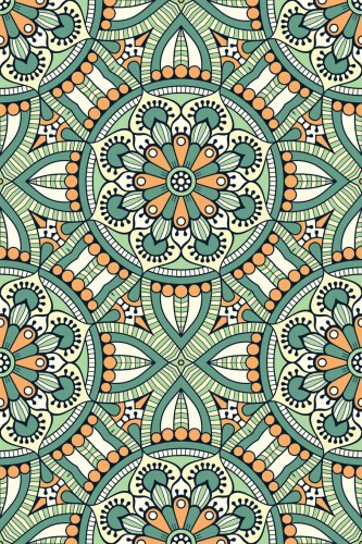 Pattern repeat of Boho mandala removable wallpaper design
