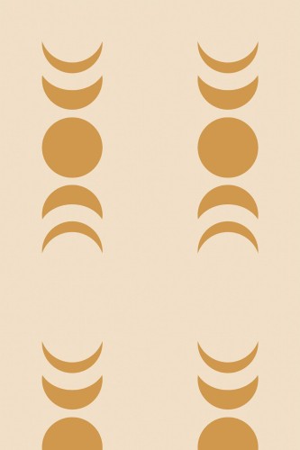 Pattern repeat of Boho minimalist moon removable wallpaper design