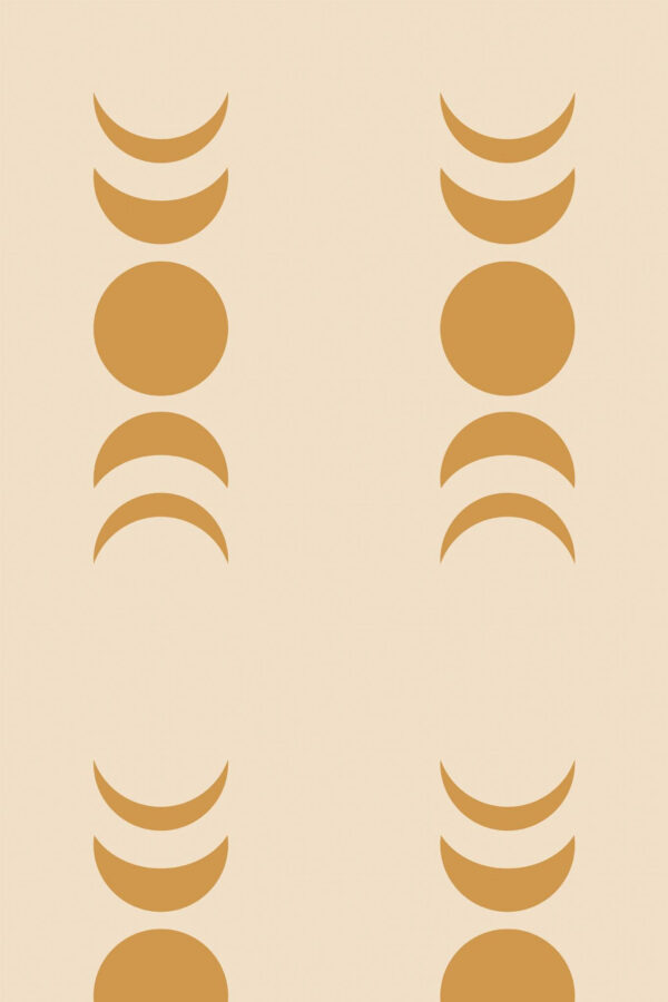 Pattern repeat of Boho minimalist moon removable wallpaper design