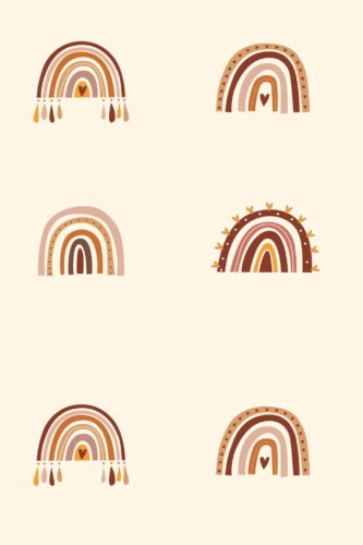 Pattern repeat of Boho rainbows removable wallpaper design