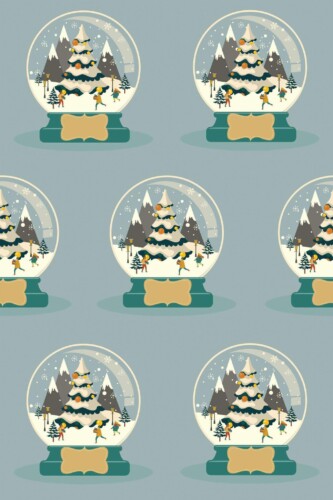 Pattern repeat of Boho snowglobe removable wallpaper design