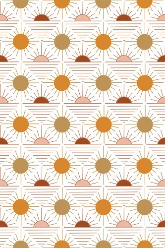 Pattern repeat of Boho sun removable wallpaper design