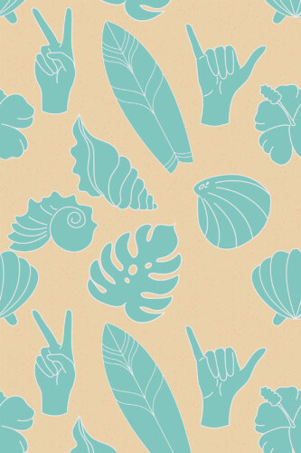 Pattern repeat of Boho surf removable wallpaper design