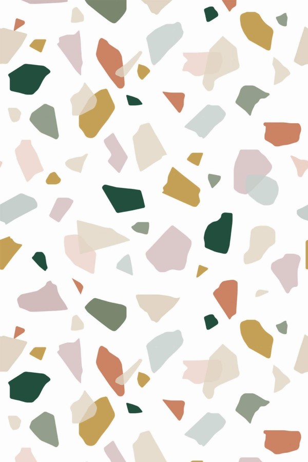 Pattern repeat of Boho terrazzo removable wallpaper design
