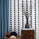 Coastal style living room decorated with Boho triangle stripes peel and stick wallpaper