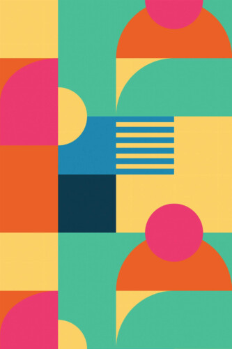 Pattern repeat of Bold Bauhaus removable wallpaper design