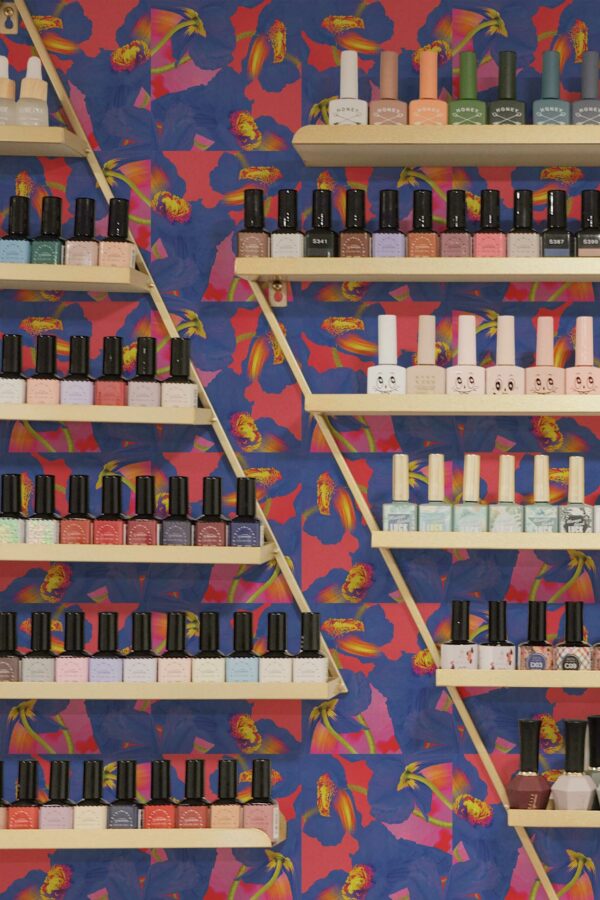 Unpasted wallpaper by Fancy Walls with radiant petal array for a beauty salon