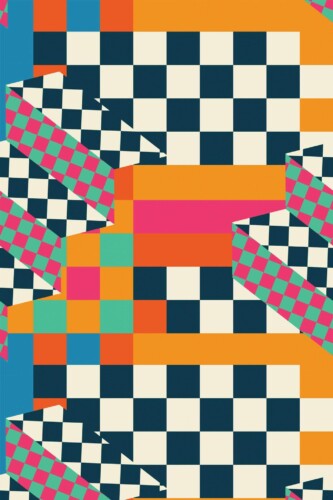 Pattern repeat of Bold Checkered Color Fiesta removable wallpaper design