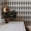 Rustic style home office decorated with Bold poppy floral peel and stick wallpaper