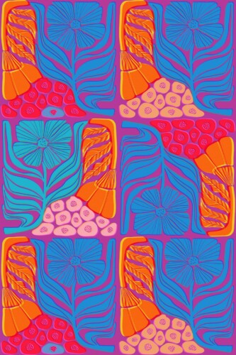 Pattern repeat of Bold transparent flower removable wallpaper design