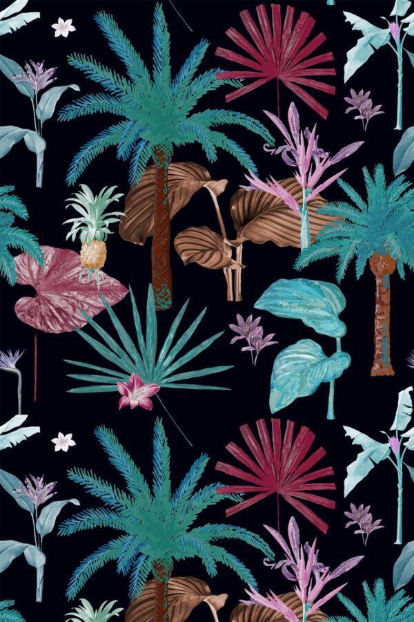 Pattern repeat of Bold tropical removable wallpaper design