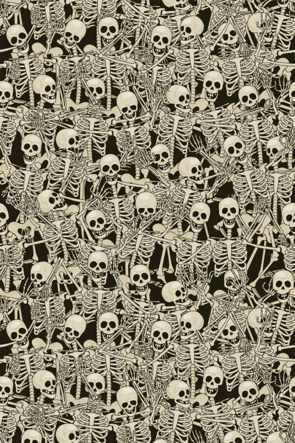 Pattern repeat of Bony Ballet in Beige removable wallpaper design