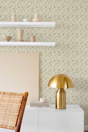 Fancy Walls elegant Beige Floral self-adhesive wallpaper for stylish spaces.