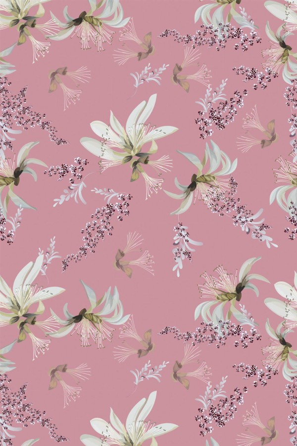 Pattern repeat of Botanical floral removable wallpaper design