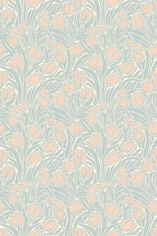 Fancy Walls self-adhesive wallpaper with aesthetic light tulips.