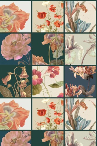 Pattern repeat of Botanical tiles removable wallpaper design