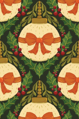 Fancy Walls Bows and Bubbles Orange Dark traditional wallpaper