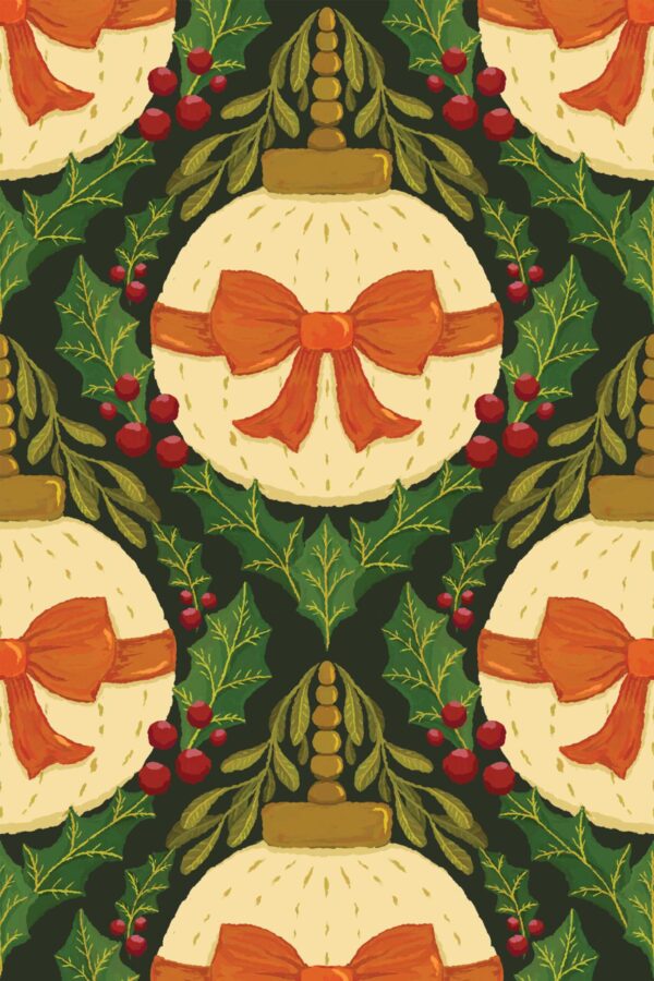 Fancy Walls Bows and Bubbles Orange Dark traditional wallpaper