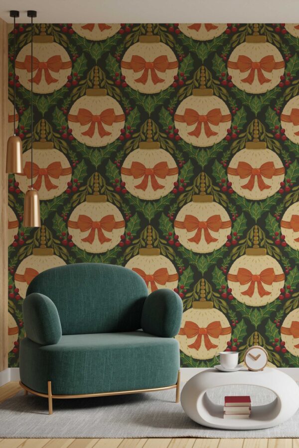 Fancy Walls Bows and Bubbles Orange Dark removable wallpaper