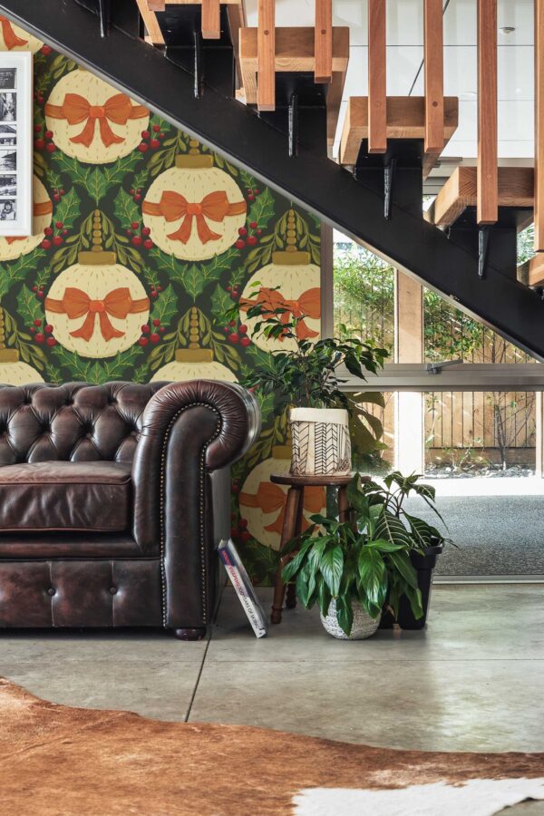 Fancy Walls Bows and Bubbles Orange Dark self-adhesive wallpaper
