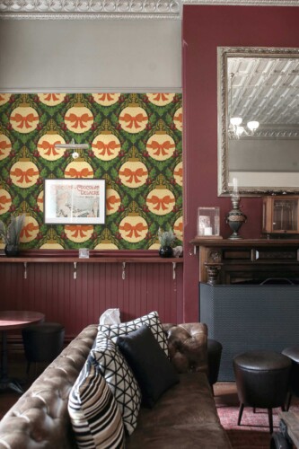 Fancy Walls Bows and Bubbles Orange Dark peel and stick wallpaper
