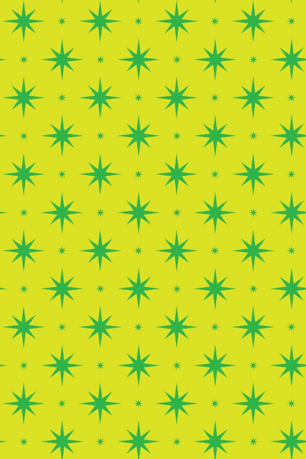 Fancy Walls Bright Green Stars on Chartreuse peel and stick wallpaper