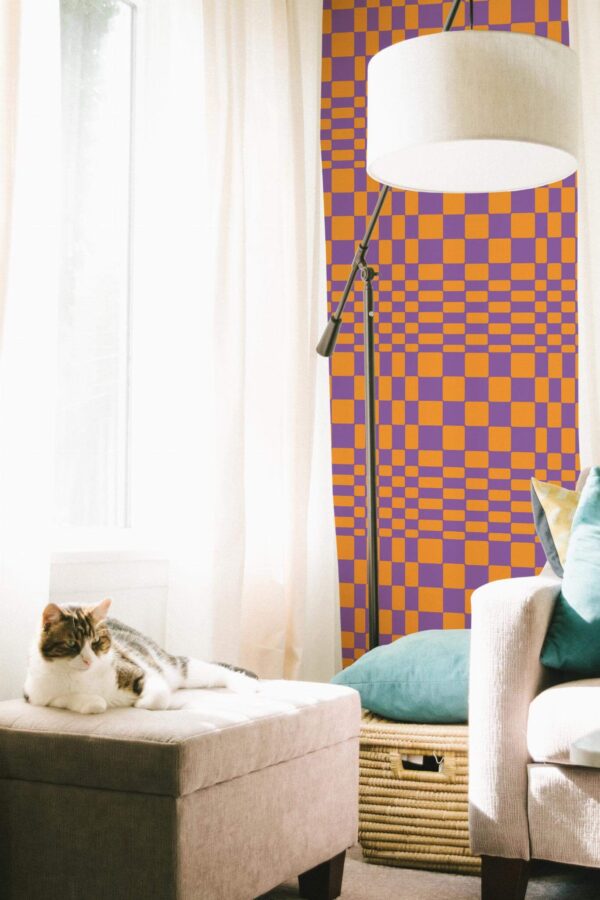 Coastal style living room decorated with Bright illusion peel and stick wallpaper