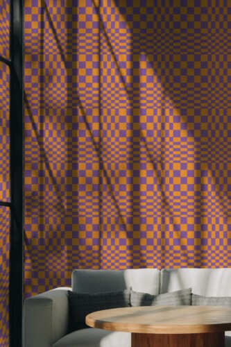 Scandinavian style living room decorated with Bright illusion peel and stick wallpaper