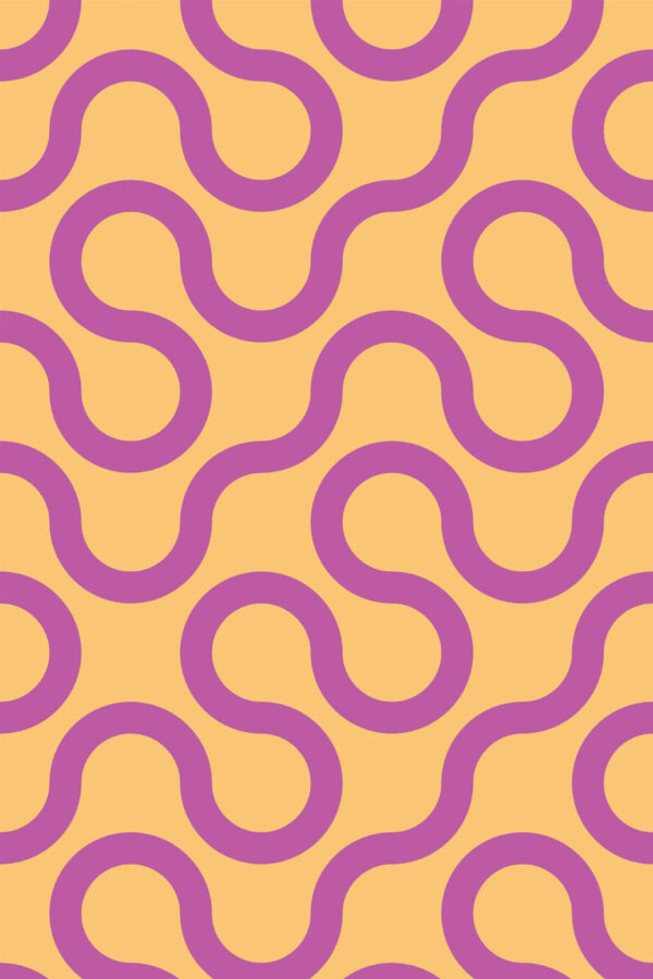 Pattern repeat of Bright Orange Geometry removable wallpaper design