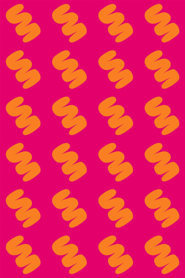 Pattern repeat of Bright pink and orange removable wallpaper design