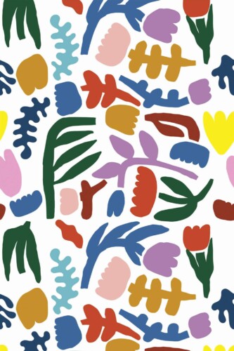 Pattern repeat of Bright shapes removable wallpaper design