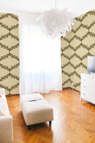 Fancy Walls Acanthus Trellis Brown peel and stick wallpaper