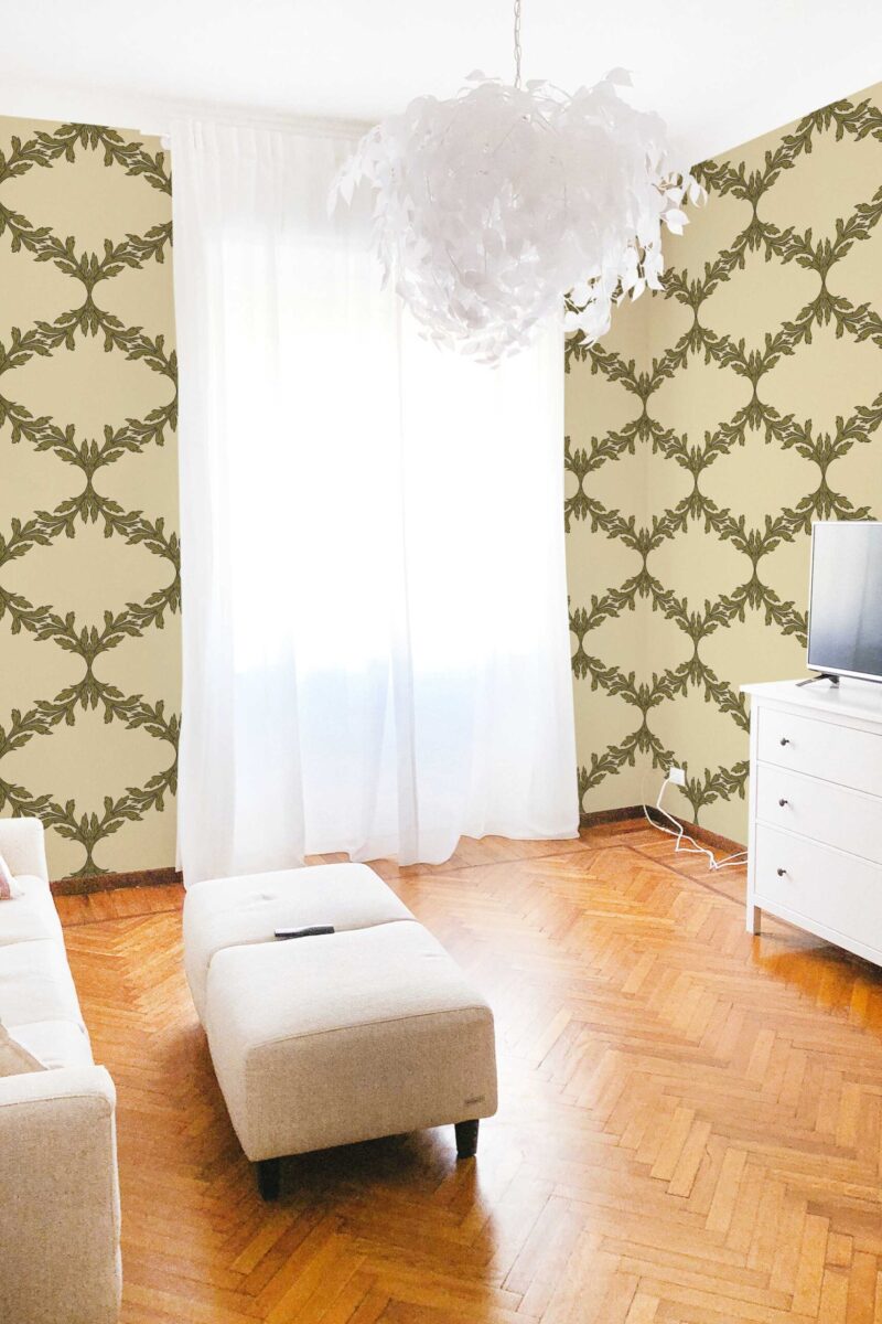 Fancy Walls Acanthus Trellis Brown peel and stick wallpaper