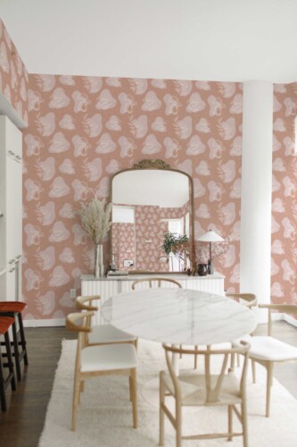 Fancy Walls boho mushrooms removable wallpaper in warm brown tones