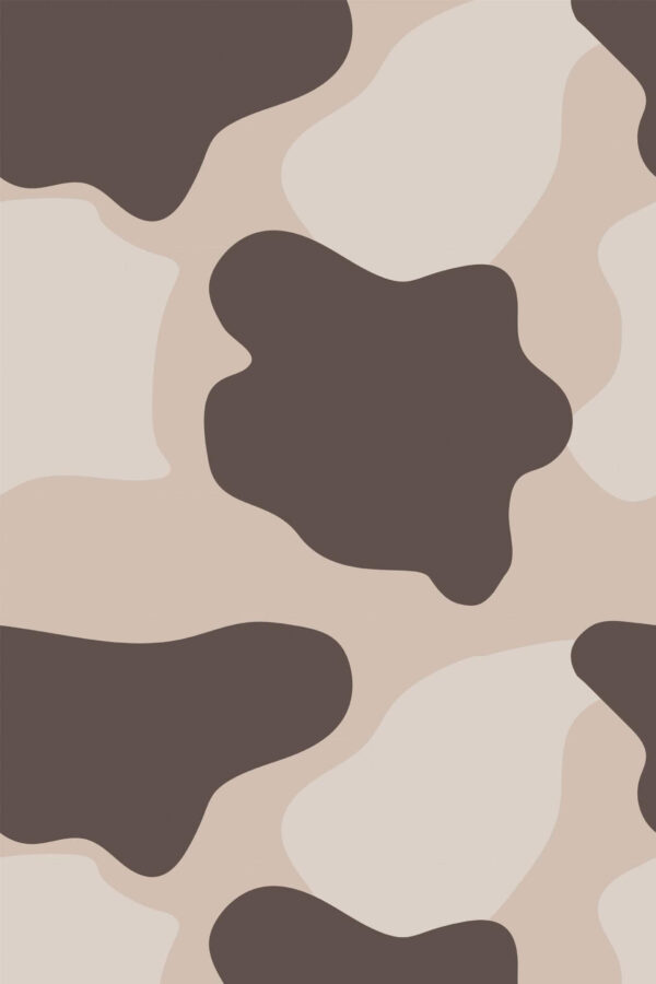 Pattern repeat of Brown cow print removable wallpaper design