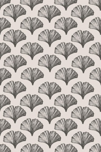 Pattern repeat of Brown ginkgo leaf removable wallpaper design