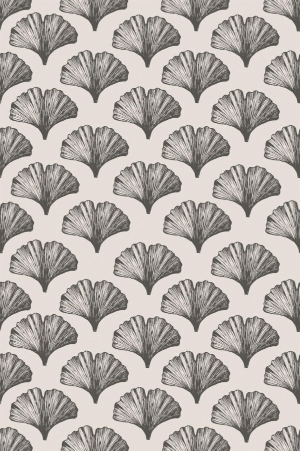 Pattern repeat of Brown ginkgo leaf removable wallpaper design