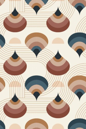Pattern repeat of Brown hand drawn retro removable wallpaper design