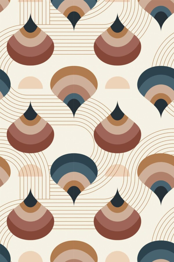 Pattern repeat of Brown hand drawn retro removable wallpaper design