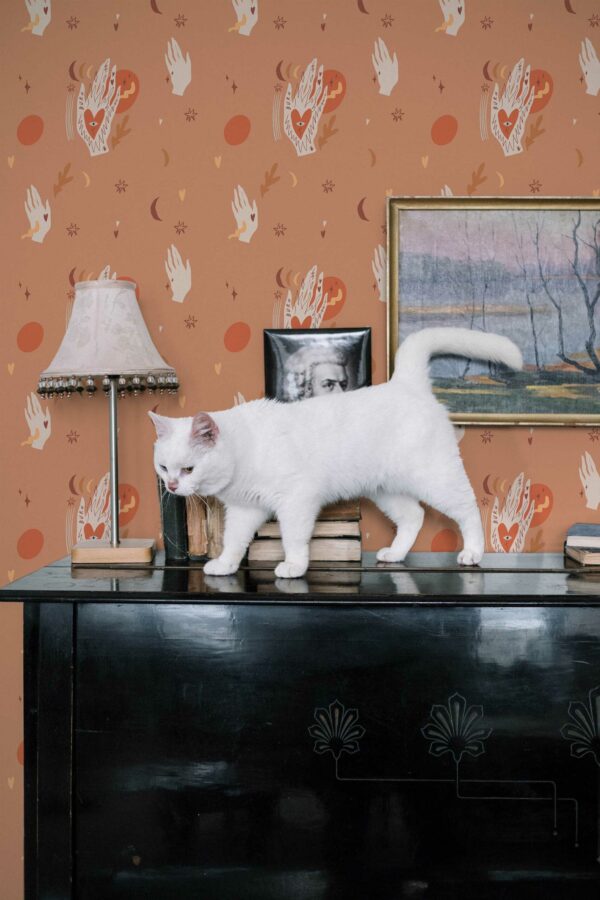 Fancy Walls Peel and Stick Wallpaper with Hand Heart Design