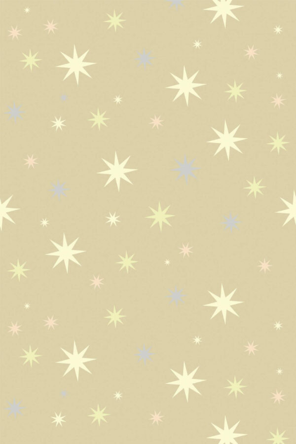 Pattern repeat of Brown Nursery Stars removable wallpaper design