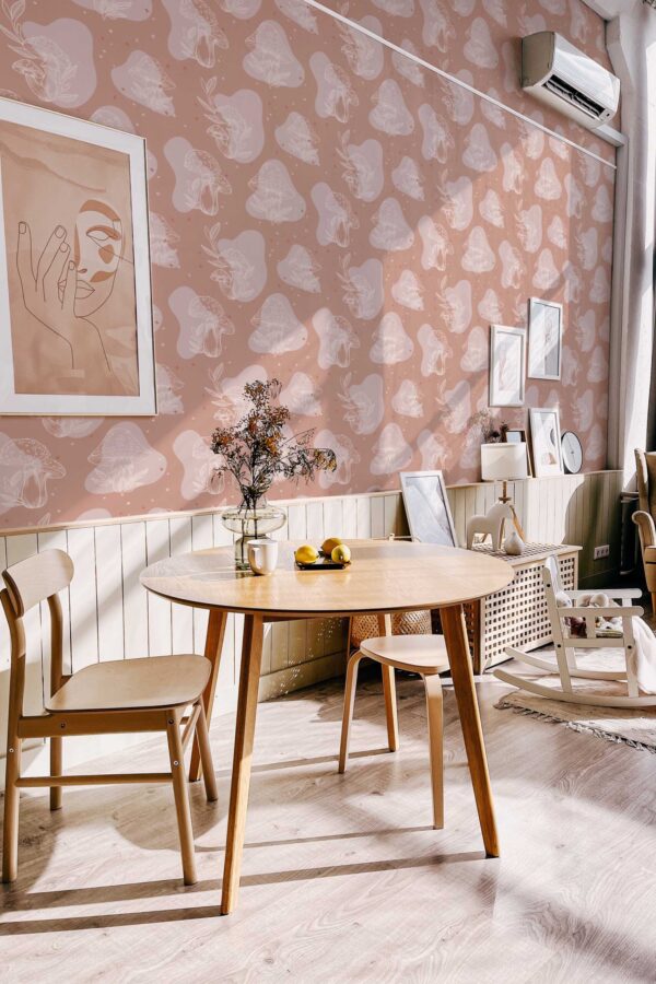 Fancy Walls boho mushrooms brown peel and stick wallpaper