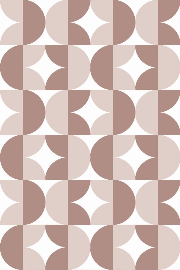 Pattern repeat of Brown retro geometric removable wallpaper design