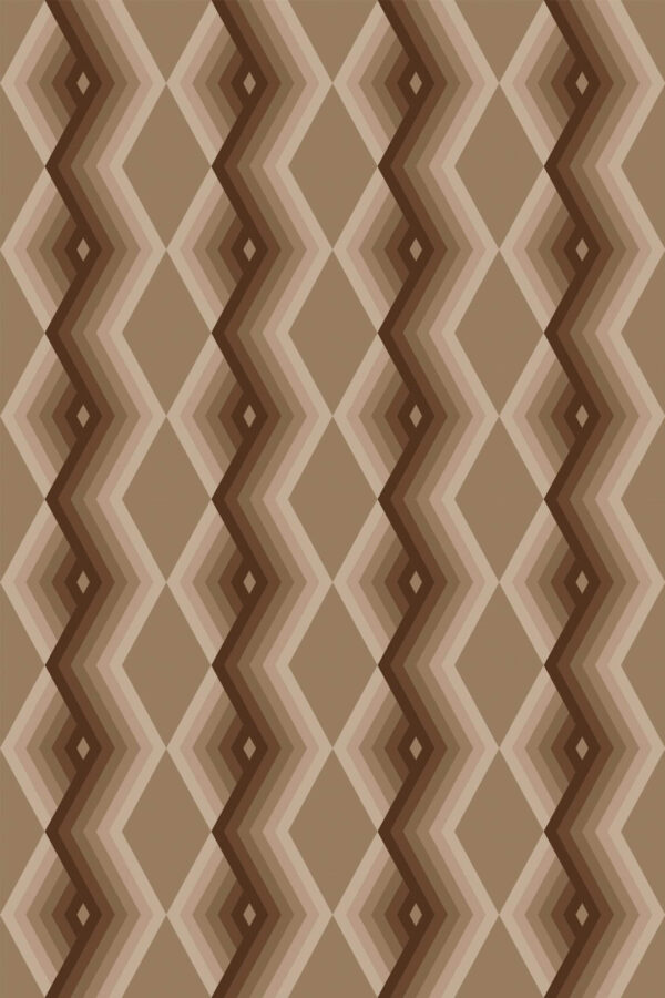 Pattern repeat of Brown retro removable wallpaper design