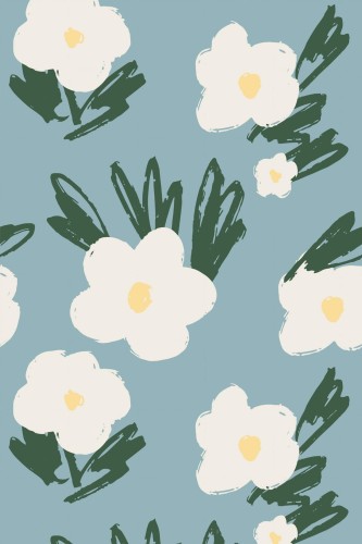 Pattern repeat of Brush stroke floral removable wallpaper design