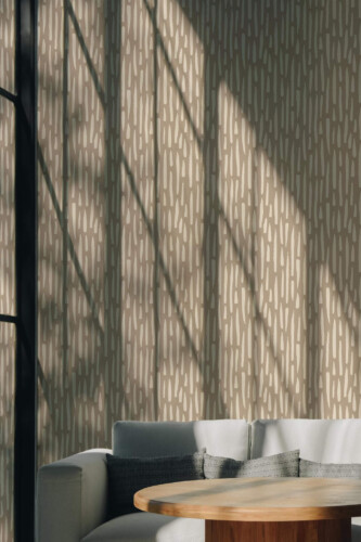 Scandinavian style living room decorated with Brushstroke abstract peel and stick wallpaper