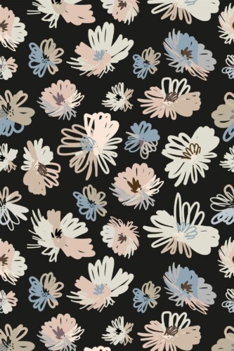 Pattern repeat of Brushstroke floral removable wallpaper design
